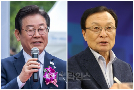 이재명(왼쪽) 더불어민주당 대표와 이해찬 민주당 상임고문. <디지털타임스 이슬기 기자, 연합뉴스>